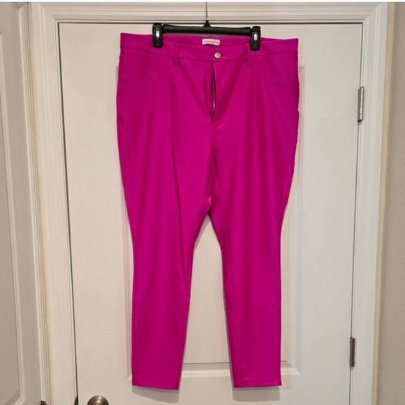 🍂🍁NWOT  SIZE 18 Good AMERICAN Waist High Shine Compression Leggings In Fuchsia - Picture 3 of 6